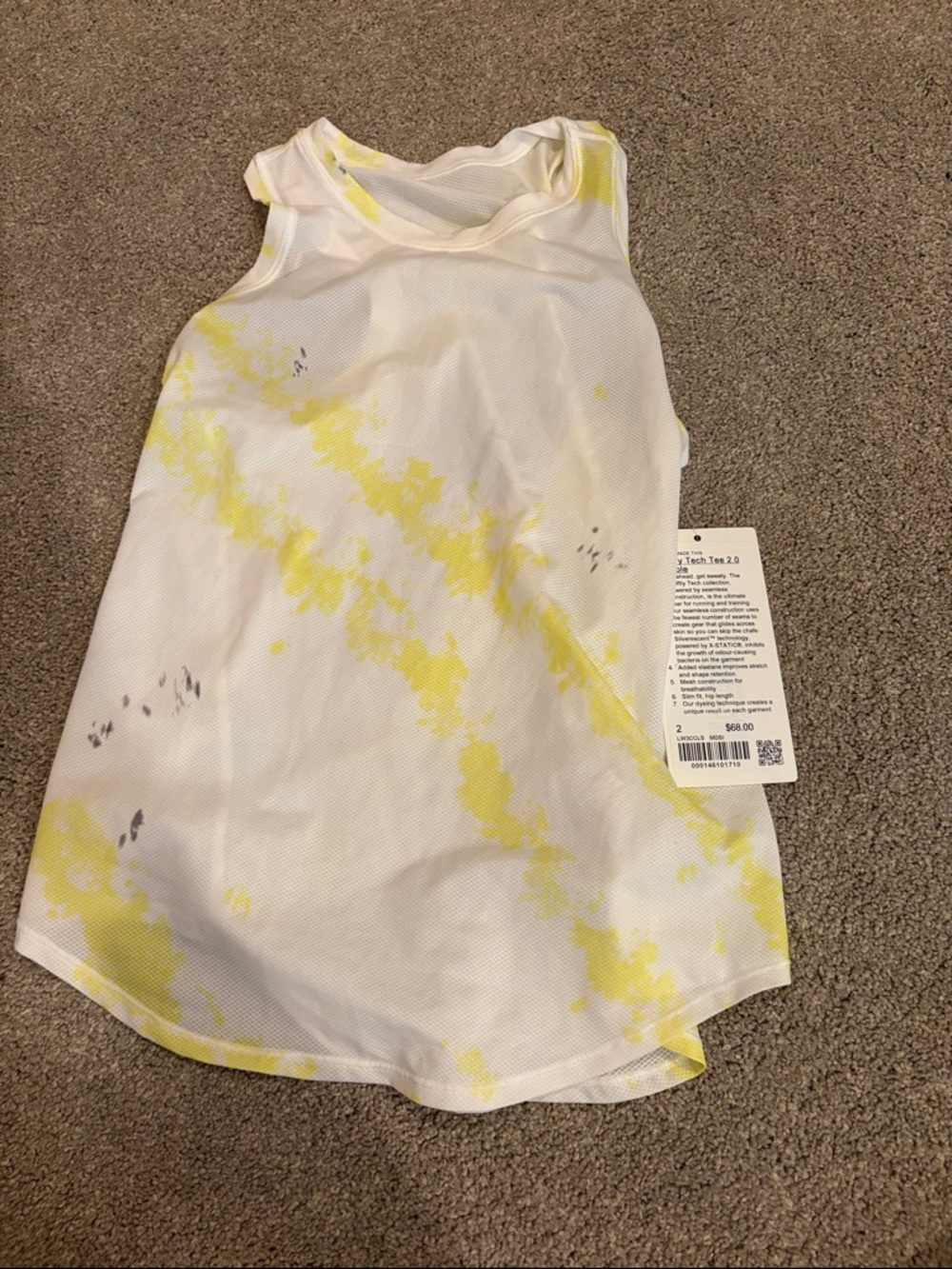 Lululemon Women’s Sleeveless Athletic Tank Top - Yellow Tie-Dye